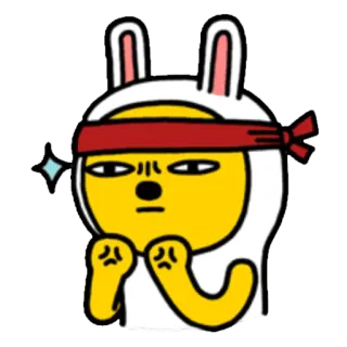 😠 eab8d79b การ์ตูน, กระต่าย, กระต่าย, สีเหลือง, ที่คาดผม, ตัวละคร whatsapp sticker