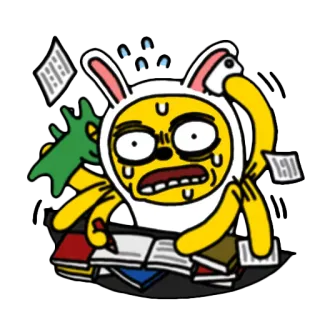😩 f3bce83a เครียด, เรียน, กระต่าย, การ์ตูน, วิตกกังวล, หนังสือ whatsapp sticker