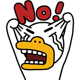 😠 d9fe64d0 No! การ์ตูน, เป็ด, เศร้า, โกรธ, ไม่, ร้องไห้ whatsapp sticker