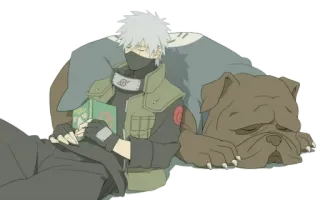 😴 6102ee17 Kakashi Naruto 애니메이션, 카카시, 개, 자는, 캐릭터, 닌자 telegram sticker