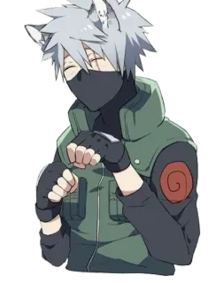 😸 c7dd62fc Kakashi Naruto 애니메이션, 카카시, 나루토, 고양이 귀, 닌자, 만화 telegram sticker