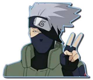 ✌️ f37b8b03 Kakashi Hatake Naruto 애니메이션, 나루토, 카카시, 하타케 카카시, 평화, 닌자, 만화 telegram sticker