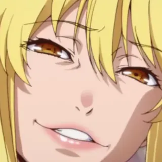 😄 147322ec อนิเมะ, ใบหน้า, ยิ้มเยาะ, สีหน้า, ผมบลอนด์ telegram sticker