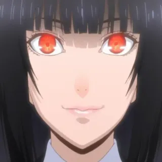 😉 feaf56ca Yumeko Jabami Kakegurui อนิเมะ, Kakegurui, ยูเมโกะ จาบามิ, การพนัน, โรงเรียน, ผู้หญิง, ตาสีแดง, ผมสีดำ telegram sticker