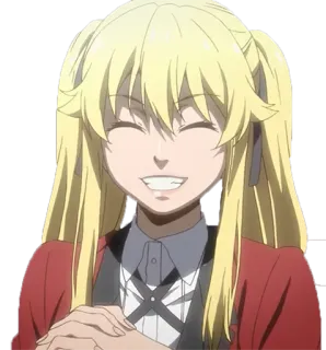 😋 011a365c Mary Saotome Kakegurui Anime, Mary Saotome, Kakegurui, Apostas, Uniforme escolar, Cabelo loiro, Sorriso telegram sticker