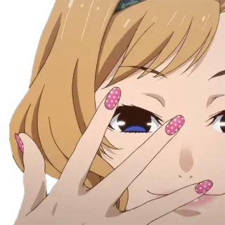 😜 386a4dcd Anime, Garota, Rosa, Rosto, Olhos, Dedos, Unhas, Expressão telegram sticker