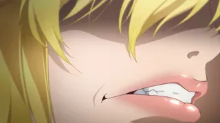 😏 9a137152 bravo, anime, rosto, lábios, cabelo loiro, dentes telegram sticker