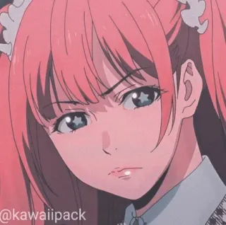 🥢 01330b07 @kawaiipack Anime, Mujer, Pelo rosa, Dibujos animados, Retrato, Chica whatsapp sticker