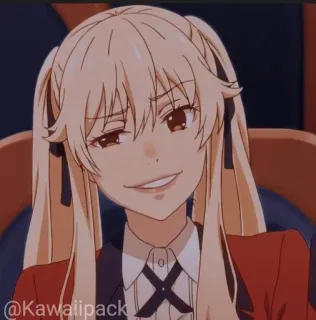 🥢 28b7e03b @Kawaiiipack chica anime, linda, rubia, sonrisa, kawaii, personaje whatsapp sticker