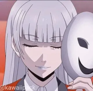 🥢 8a9324ca kawaiipack chica anime, máscara, sonrisa burlona, anime, sticker, kawaii whatsapp sticker