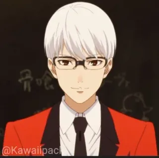 🥢 8c29012b @Kawaiiipack anime, personaje, gafas, chaqueta roja whatsapp sticker