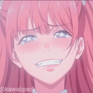 🥢 992165b8 @kawaiipack Anime, Rosa, Kawaii, Llorando, Feliz whatsapp sticker