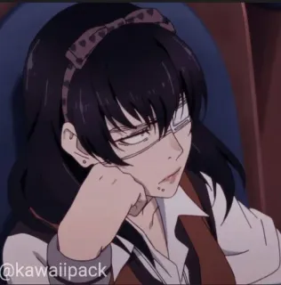 🥢 ae25611c @kawaiipack Anime, Chica, Parche en el ojo, Kawaii, Dibujo animado, Lindo, Sticker whatsapp sticker