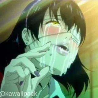 🥢 d603c96c @kawaiipack Anime, Chica, Llorando, Lágrimas, Expresión, Triste, Personaje whatsapp sticker