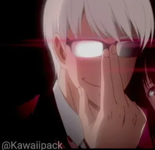 🥢 e6226e8e @Kawaiipack Anime, Gafas, Sonrisa burlona, Personaje, Kawaii whatsapp sticker