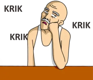 👴 777fb53a vecchio, cartone animato, triste, annoiato, capelli bianchi, canottiera telegram sticker