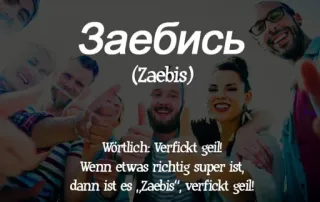 🇷🇺 cce91384 Заебись
(Zaebis)
Wörtlich: Verfickt geill
Wenn etwas richtig super ist,
dann ist es, „Zaebis", verfickt geil! сленг, русский, фраза, немецкий, перевод whatsapp sticker