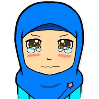 😖 b7350b79 triste, piangere, hijab, ragazza, cartone animato telegram sticker