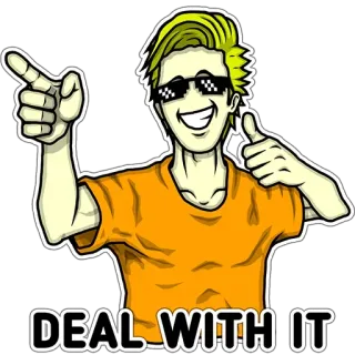 🤪 a93874d9 DEAL WITH IT 어쩔 수 없어, 선글라스, 쿨, 밈, 인터넷 문화 telegram sticker