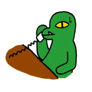 😐 a6b15c3b verde, alienígena, teléfono, dibujo animado, comunicación, personaje telegram sticker