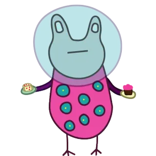 🌕 cab24a9b Kartun, Alien, Makanan penutup, Lucu, Merah muda, Biru, Karakter, Makanan telegram sticker