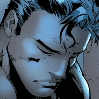 💎 4108383e Quadrinhos, Homem, Triste, Azul, Pensando whatsapp sticker