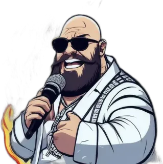 🎤 0b93c75e man, zonnebril, microfoon, baard, cartoon, portret telegram sticker