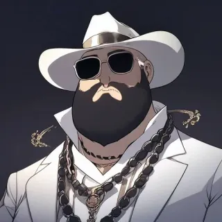 🎤 5348f1ab man, hoed, baard, zonnebril, sieraden, personage, portret, kunst telegram sticker