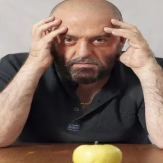 🤗 6107f018 man, appel, serieus, denkend, portret telegram sticker