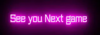 👋 771efd6b See you Next game game, text, neon, purple whatsapp sticker