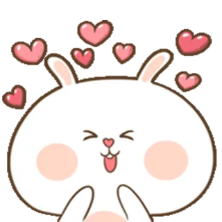 ❤ 1545f20c lapin, amour, coeurs, mignon, dessin animé, joyeux, content whatsapp sticker
