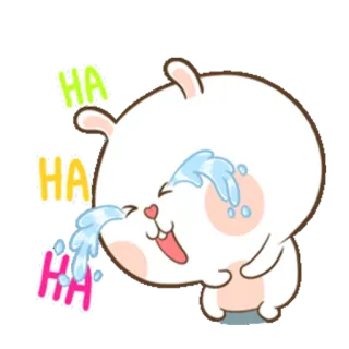 😂 1aa7a574 HA HA HA lapin, rire, joyeux, larmes, dessin animé, mignon, animal whatsapp sticker