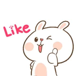 😉 209be376 Like lapin, lapinou, j'aime, pouce levé, mignon, animal, dessin animé whatsapp sticker