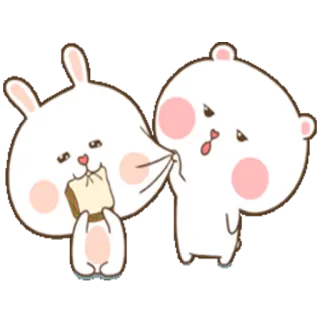 💋 293cd594 lapin, ours, mignon, animal, dessin animé whatsapp sticker