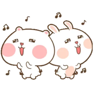 😆 7226089b mignon, ours, lapin, dessin animé, animaux, musique, danse whatsapp sticker