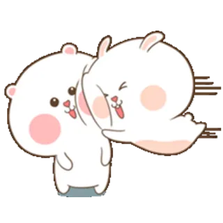 😍 765584c0 mignon, animaux, lapin, ours, autocollant, dessin animé, ludique, amusant whatsapp sticker