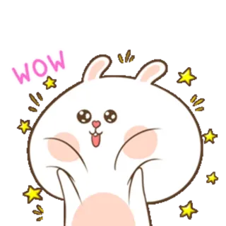 😍 77755200 WOW MOM lapin, mignon, wow, étoiles, lapinou, excité, expression whatsapp sticker