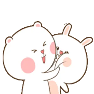 😍 8cb75f75 ours, lapin, dessin animé, mignon, câlin, amitié, animaux whatsapp sticker