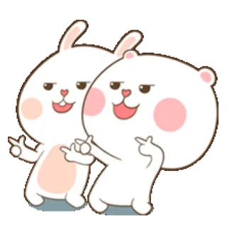 🌝 c887a54e animaux, dessin animé, lapin, ours, gestes offensants whatsapp sticker