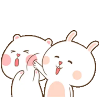 😍 ee47bc0a dessin animé, mignon, animaux, lapin, ours, amitié, joyeux whatsapp sticker