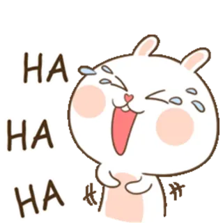 😂 f716bfc6 HA
HA
HA rire, lapin, joyeux, mignon, dessin animé, drôle, blague, rire whatsapp sticker