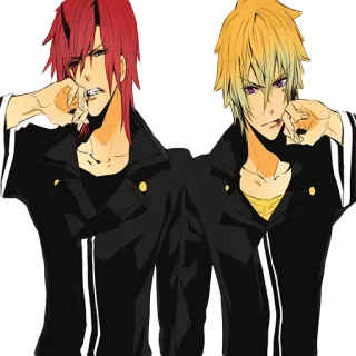 ✊ 10e52b0f Anime, Karakter, Seni digital, Rambut merah, Rambut pirang, Mata ungu telegram sticker