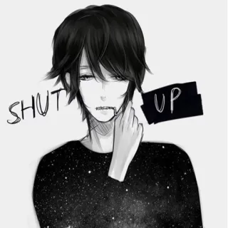🤐 e469e2af SHUT UP Anime, Kesal, Anak laki-laki, Darah, Sedih, Diam telegram sticker