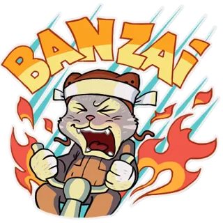 😖 0d1906c1 BANZAI Banzai, Gato, Gritando, Japonés telegram sticker