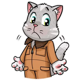 😟 18fbc14c gato, dibujos animados, pegatina, animal, lindo, ilustración telegram sticker