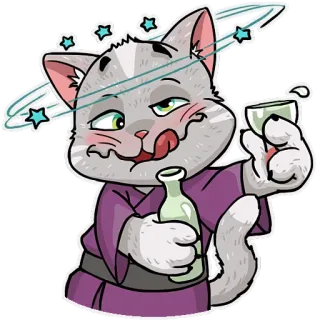 🍸 4e9da31e gato, borracho, alcohol, dibujos animados, sake, fiesta telegram sticker