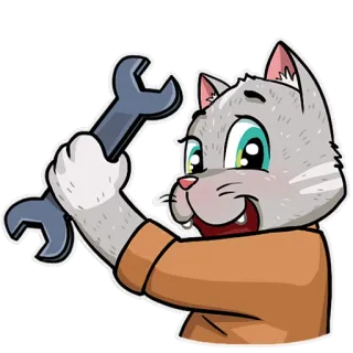 🔧 511aaf05 gato, llave inglesa, dibujos animados, animal, reparación telegram sticker