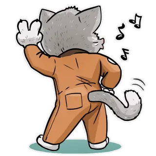 🎤 9dff0b9a gato, bailando, antropomórfico, música, mono telegram sticker
