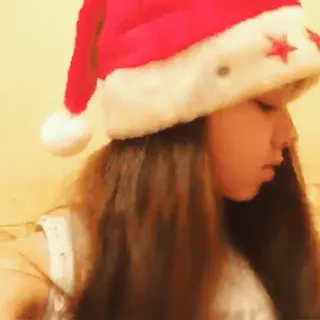 👈 de1d15dd giáng sinh, mũ, cô gái, chân dung, ngày lễ telegram sticker