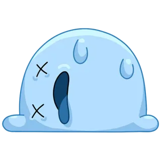 😲 c55ba3f9 史莱姆, 卡通, 角色, 蓝色, 疲惫, 死亡, 动画 telegram sticker